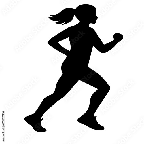 Running Silhouettes Set - Black & White Vector Athletes in Motion (Sprint, Marathon, Jogging Poses) - Sport & Fitness Outline Illustrations