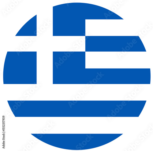 Flag of Greece in circle shape isolated. Symbol, badge, button.