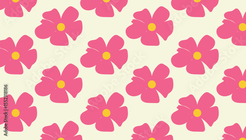 Seamless pattern of vibrant orange flowers with blue centers on a white background.