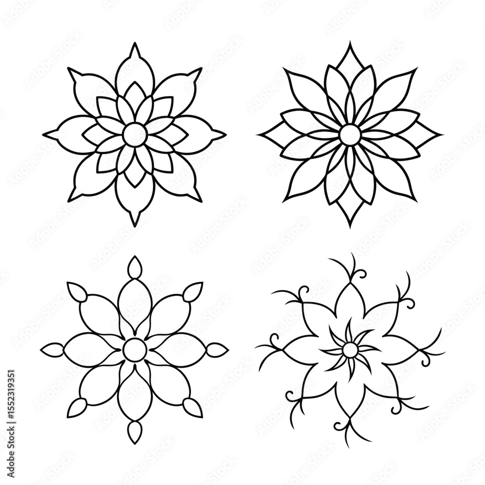 Fototapeta premium Victorian floral mandala design bundle