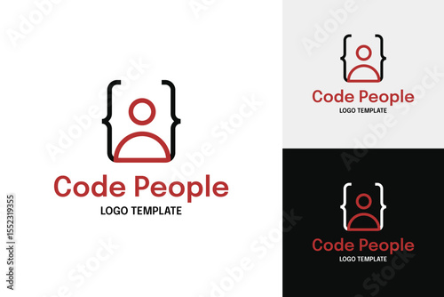 Code people logo design template vector symbol illustration