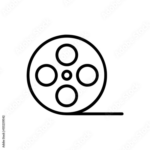 Vector illustration of a film reel in a classic style on a white background with copy space