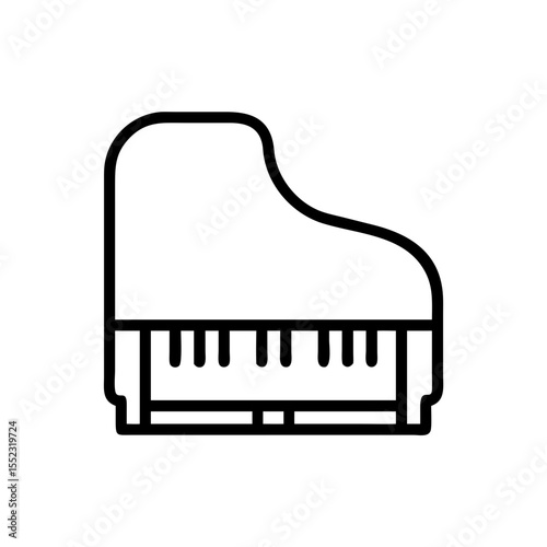 Vector illustration of a grand piano in a minimalist style on a white background with copy space