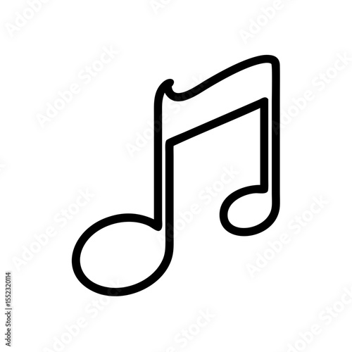 Vector illustration of a musical note in a minimalist style on a white background with copy space