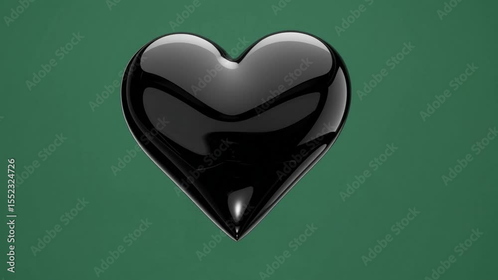 Black heart symbol on green background representing love and emotion during creative art session