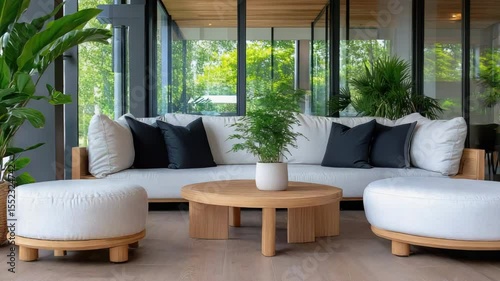 Modern Living Room Design Featuring Stylish Sofa, Cozy Furniture, and Natural Light Elements