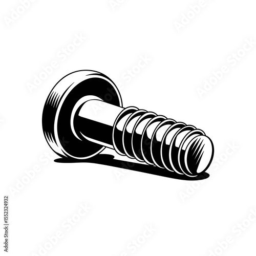 Minimalistic screw design with shadow on white background