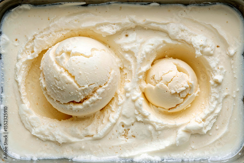 Delicious assortment of large and small vanilla scoops