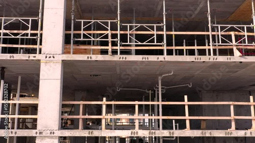 Panning shot of construction site at building 4k
