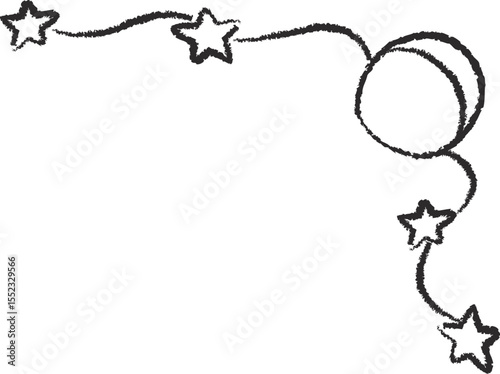 Hand-Drawn Stars and Moon Corner