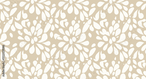 Elegant seamless pattern with abstract floral shapes and organic botanical design