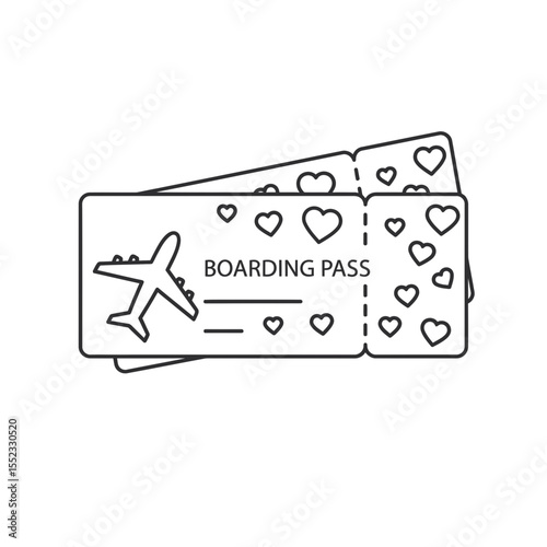 Boarding Passes with Hearts Design for Travel Enthusiasts  
