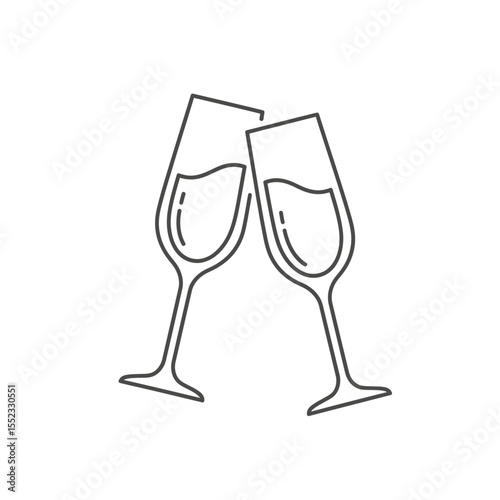 Wedding Season Celebration with Clinking Champagne Glasses  