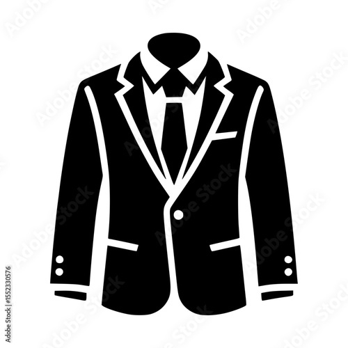 An elegant black suit icon, showcasing timeless style and professionalism. This image highlights the essential elements of classic attire, perfect for business or formal occasions.