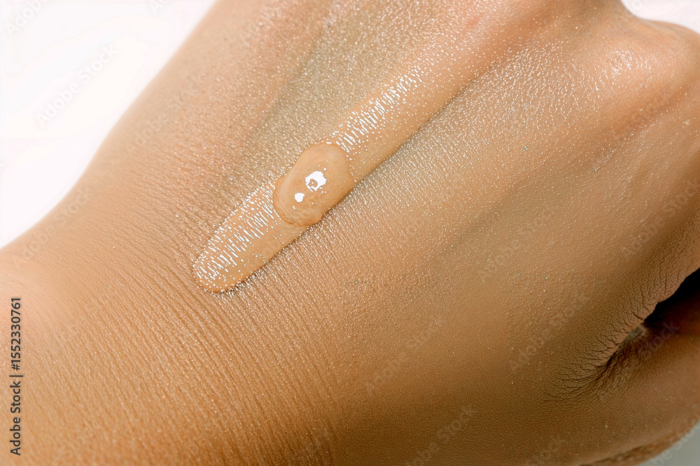 Fototapeta premium Light beige liquid foundation swatch on smooth surface