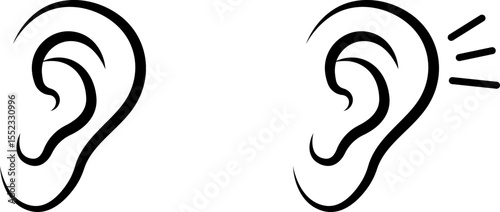 Ear Icon – Minimalist Flat Vector Hearing Symbol

