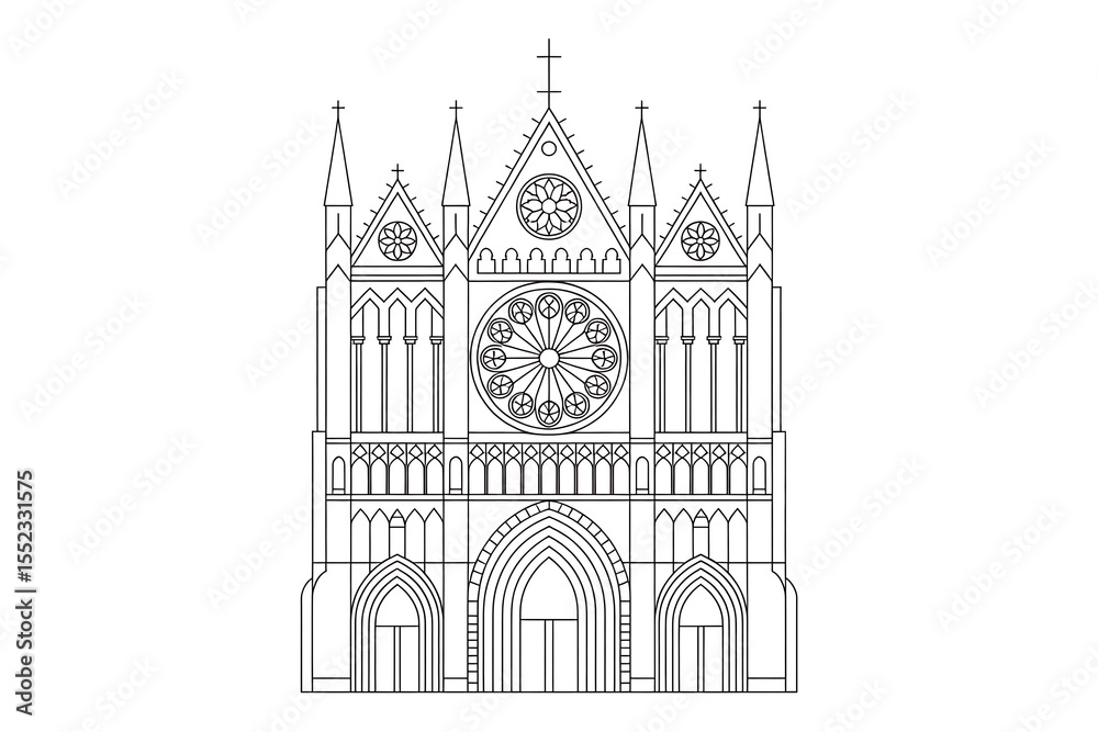Fototapeta premium Gothic cathedral facade, intricate design.
