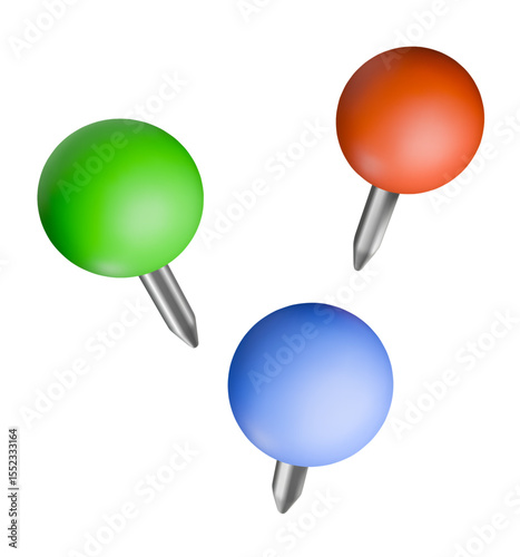 Colorful pushpins for office map or bulletin board