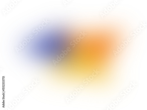 Abstract layered shape with a gradient of blue, yellow, and orange on a black background
