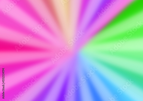 Colorful radial gradient with bright, blurred rays emanating from the center, blending pink, green, blue, and purple hues in a vibrant, abstract pattern, creating an energetic visual effect