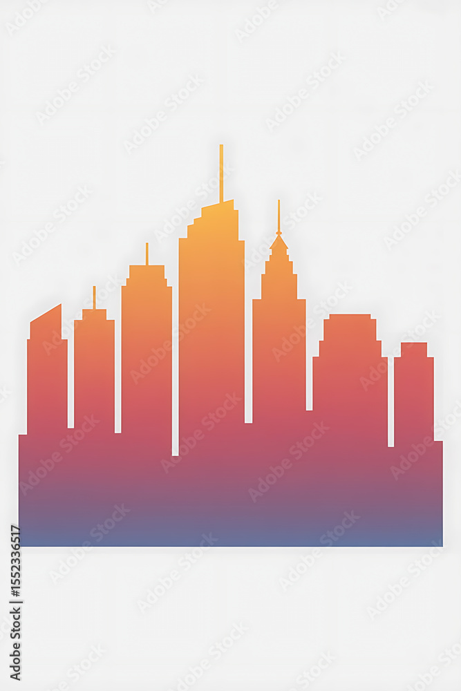 Obraz premium City skyline, vibrant gradient, urban silhouette. 
