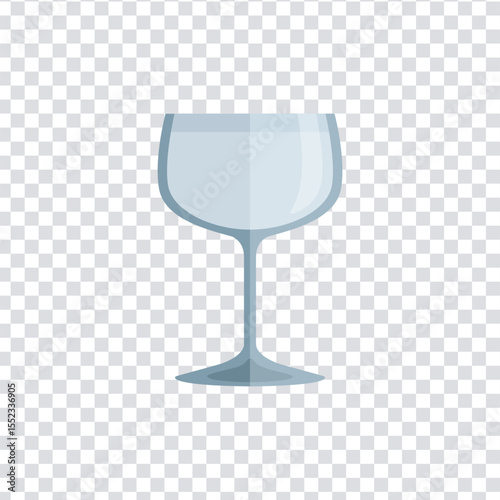 Elegant wine glass vector icon with transparent background. Perfect for bar menus, drink illustrations, restaurant graphics, and alcohol-related design in flat minimalist style.