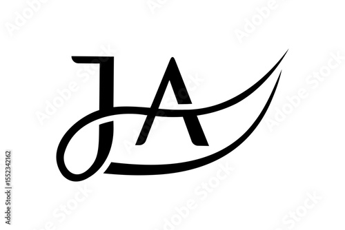 initial letters  JA curved line simple logo monogram black color