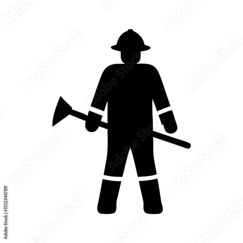 A person in protective gear holding a tool stands ready for action and safety response duty call
