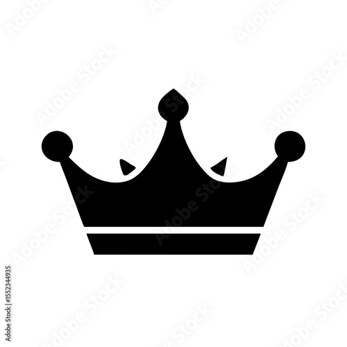A stylized depiction of a royal crown with spherical and pointed elements in solid black color scheme