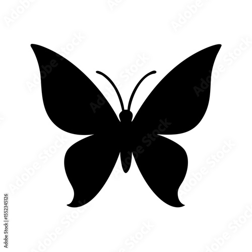 A silhouette of a winged insect with delicate antennae and symmetrical wing patterns is displayed here