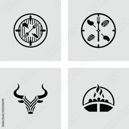 Grilling Icons BBQ, Grill, Steak, Food, Time