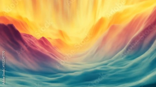 Colorful abstract valley flow with soft golden and blue tones blending in motion, seamless looping 4k time-lapse animation video background. Abstract concept