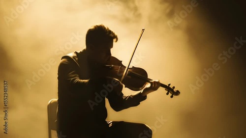 Solo Violinist Performing on Stage – Dramatic Classical Music Concept