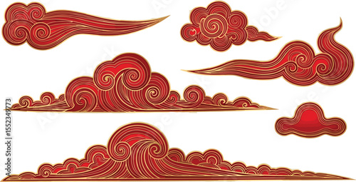 Chinese cloud set, auspicious clouds vector collection