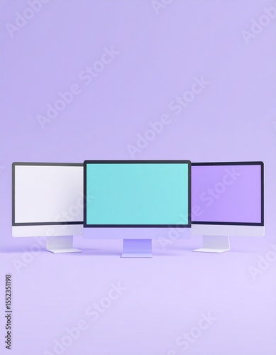 Reskill concept: Graphic design course for reskillers, colorful monitors.
