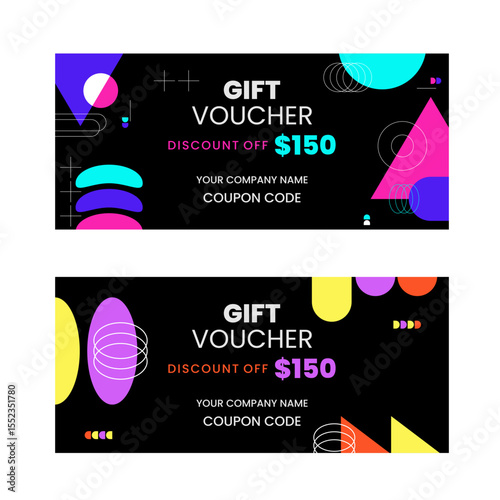 Colorful gift voucher horizontal banners