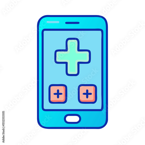 Mobile medical cart icon, healthcare app illustration, digital health concept