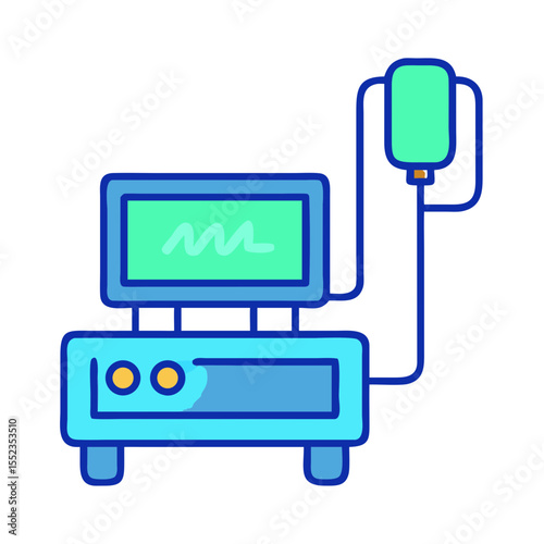 Patient monitor bedside icon, medical equipment illustration, healthcare observation concept