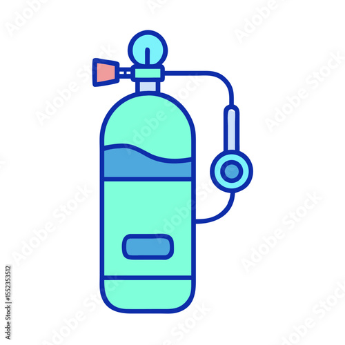 Oxygen tank with mask icon, medical equipment illustration, respiratory care concept