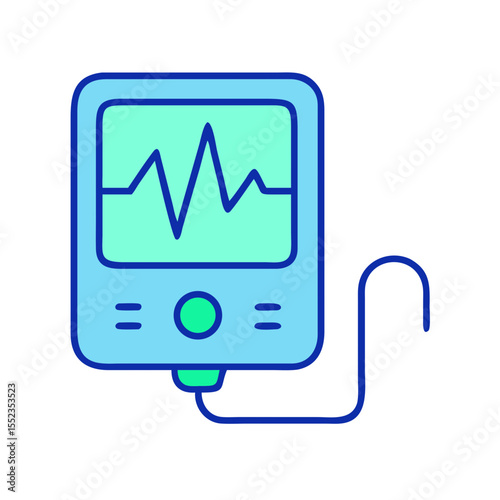 Pulse line monitor minimal icon, medical equipment illustration, health monitoring concept