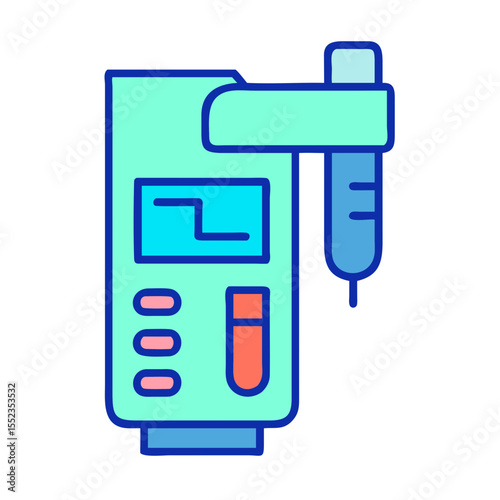Sample analyzer device icon, medical laboratory equipment illustration, diagnostic technology concept