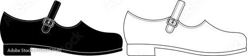 side view Mary Jane shoes icon set