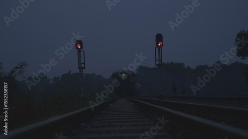 Railroad crossing at evening 