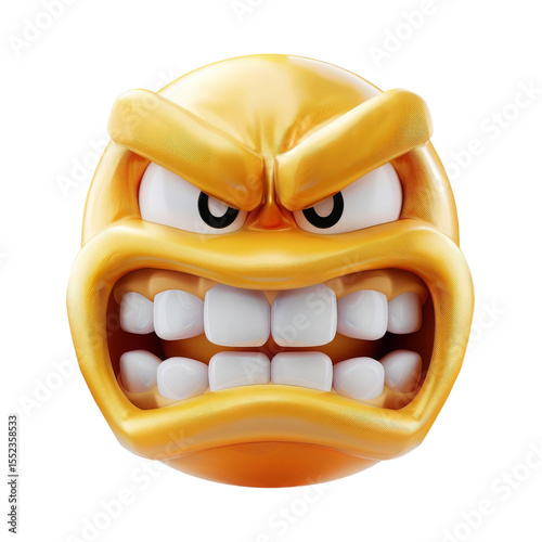 Furious cartoon emoji with an intricate expression, showcasing vibrant colors and exaggerated anger.