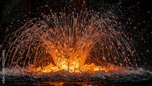 Molten metal meets water in dramatic cooling display