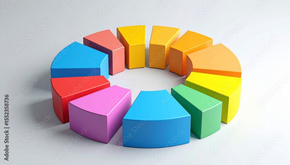 Obraz premium A structure in which multiple 3D chart elements are arranged in a circle and rotated 