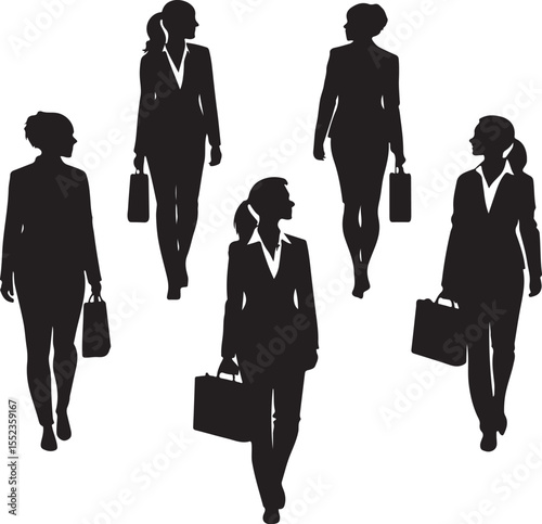 Female Executive Silhouette – Confident Professional Vector Pose.AI/EPS/JPEG