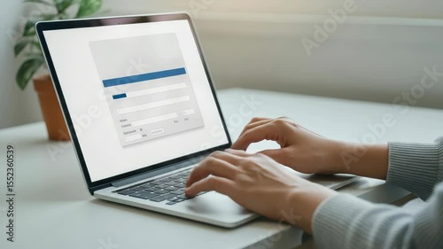 Person using laptop to fill out online form