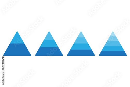 Blue mountain peaks. Triangle landscape silhouettes. Geometric hill vector. Alpine range design.