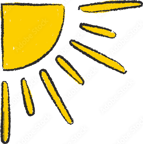 Hand-Drawn Sun with Rays Corner